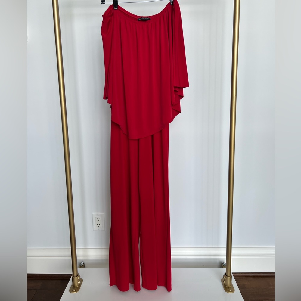 Boston Proper Size Small- Red off the shoulder jumpsuit!